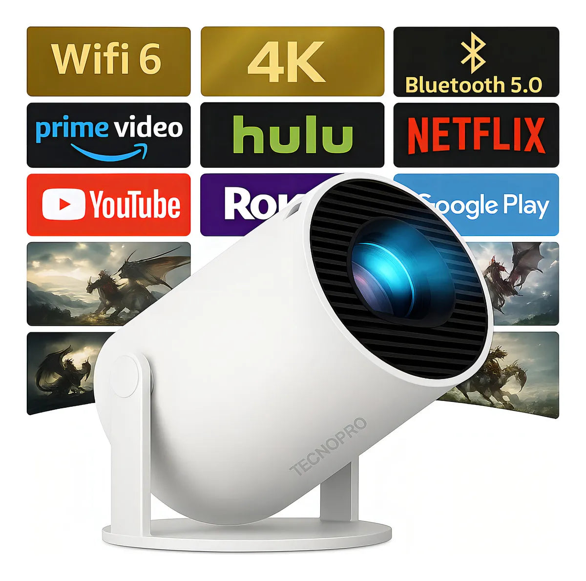 Mini Proyector Portátil Wifi Bt Control Remoto Color Blanco